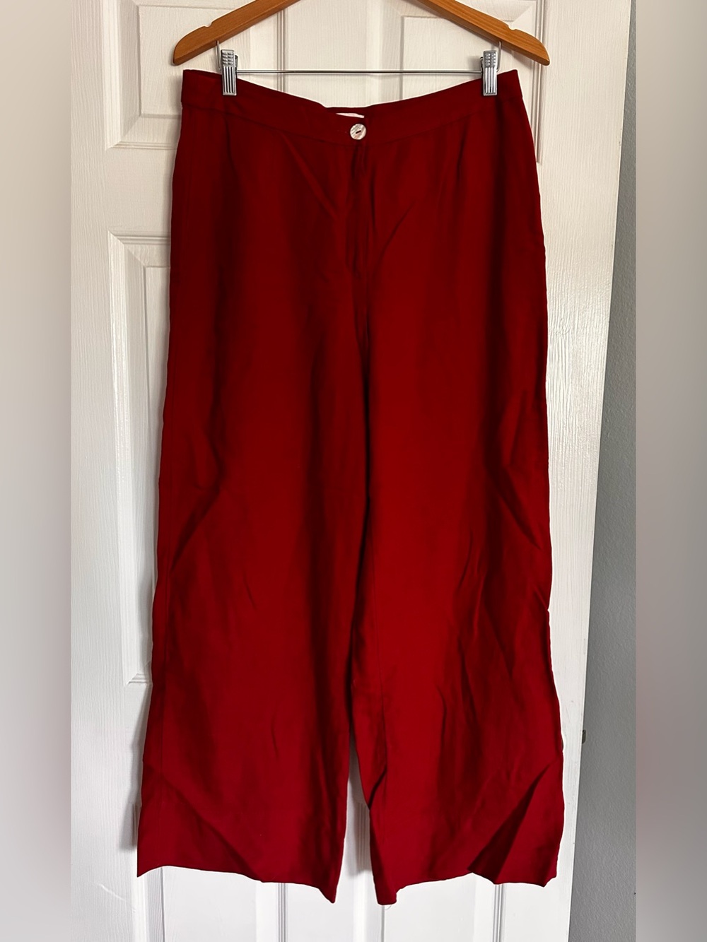 H&M Women’s Wide-Leg Linen Blend Red Pants
